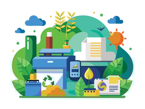 Paper printer machines illustrations vector