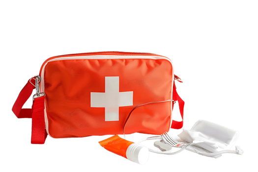 first aid kit bag isolated against a transparent background png