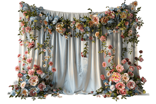 floral curtain isolated against a transparent background png
