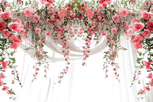 floral curtain isolated against a transparent background png