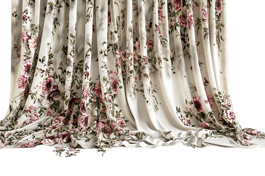 floral curtain isolated against a transparent background png