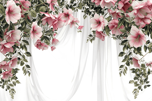 floral curtain isolated against a transparent background png