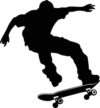 Skateboarding or Skateboarder Silhouettes illustration. Skateboarder illustration design. Skateboarder logo design. silhouettes of people skateboarding. vector