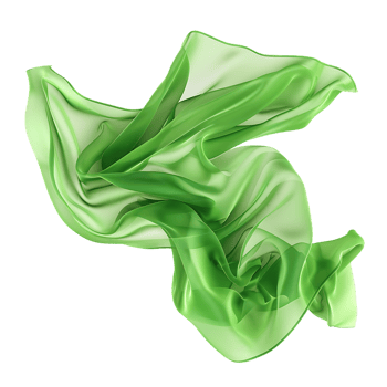 Flying green silk fabric, isolated against a transparent background png