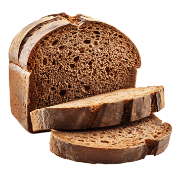 Fresh brown rye bread, isolated against a transparent background png