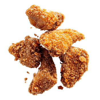 Fried crusted leg pieces, isolated against a transparent background png