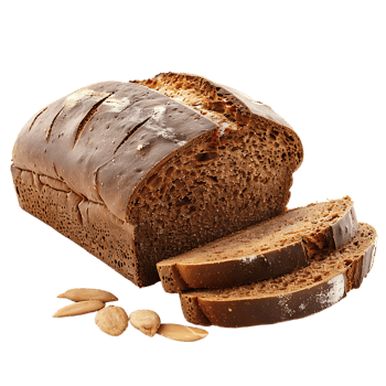 Fresh brown rye bread, isolated against a transparent background png