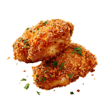 Fried crusted leg pieces, isolated against a transparent background png