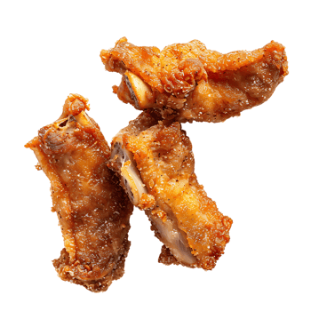 Fried crusted leg pieces, isolated against a transparent background png
