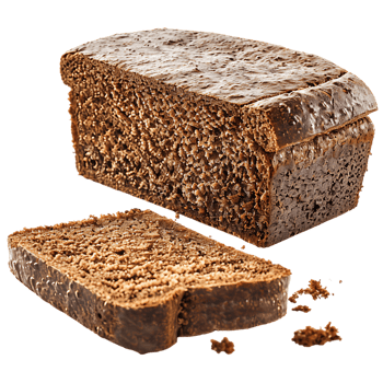 Fresh brown rye bread, isolated against a transparent background png