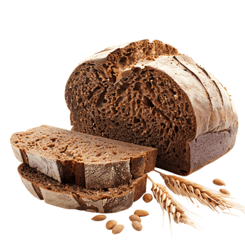 Fresh brown rye bread, isolated against a transparent background png
