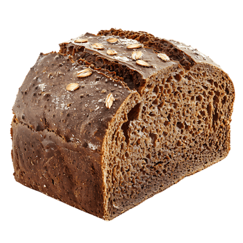 Fresh brown rye bread, isolated against a transparent background png