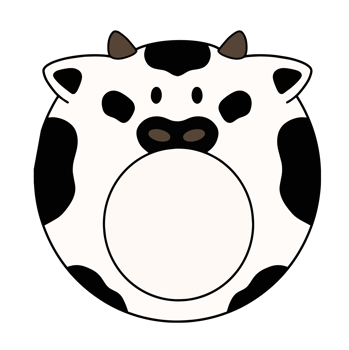 Cute name label,sticker name tag of Cow cartoon animal character design illustration. Isolated on Transparent Background png