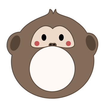 Cute name label,sticker name tag of Monkey cartoon animal character design illustration. Isolated on Transparent Background png