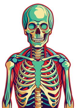 art of Human skeleton drawing Abstract minimal flat art vector