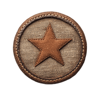 a brown star patch on a canvas png