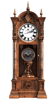 Grandfather vintage tower clock, isolated against a transparent background png