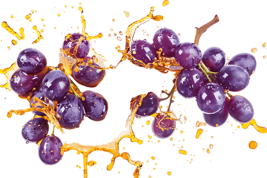Grapes with juice splash, isolated against a transparent background png
