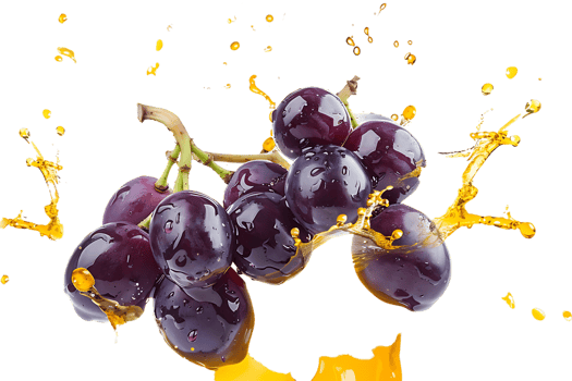 Grapes with juice splash, isolated against a transparent background png
