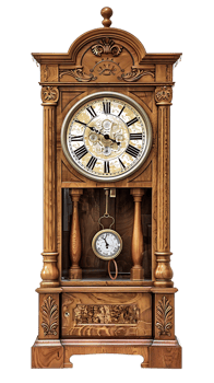 Grandfather vintage tower clock, isolated against a transparent background png