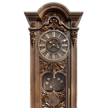 Grandfather vintage tower clock, isolated against a transparent background png