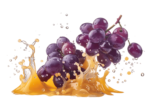 Grapes with juice splash, isolated against a transparent background png