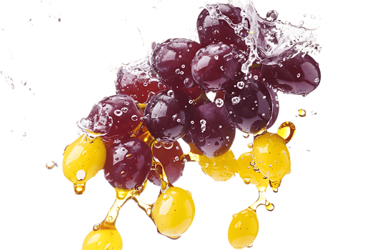 Grapes with juice splash, isolated against a transparent background png