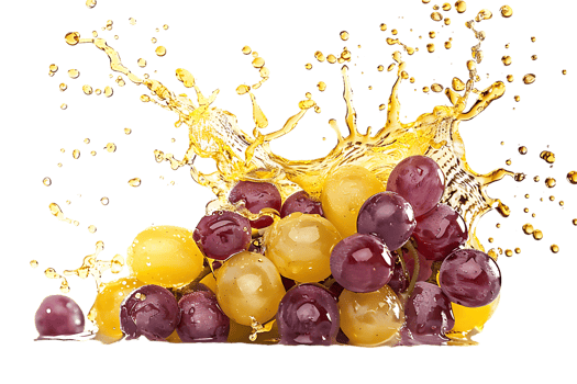 Grapes with juice splash, isolated against a transparent background png