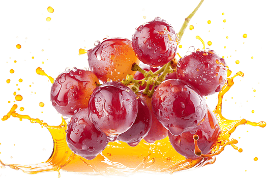 Grapes with juice splash, isolated against a transparent background png