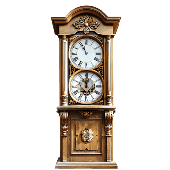 Grandfather vintage tower clock, isolated against a transparent background png