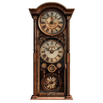 Grandfather vintage tower clock, isolated against a transparent background png