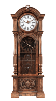 Grandfather vintage tower clock, isolated against a transparent background png