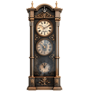 Grandfather vintage tower clock, isolated against a transparent background png