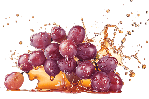 Grapes with juice splash, isolated against a transparent background png