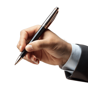 Hand Holding a Pen Ready to Sign Important Documents png