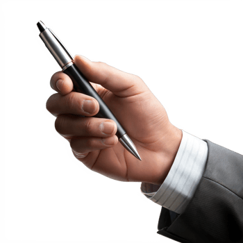 Hand Holding a Elegant Black Pen Signifying Professionalism png