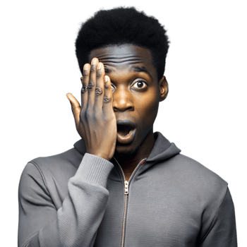 Surprised Young Man Covering His Face in Astonishment a Transparent Background png