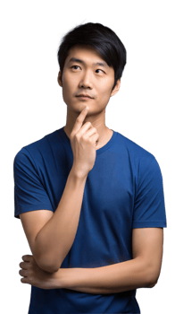 Young Man in Blue T-Shirt Thinking With a Pensive Expression png