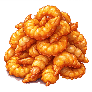 Heap of Fried Shrimps Illustration Painting png