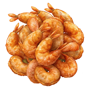 Heap of Fried Shrimps 3d Clip Art png