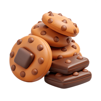 Heap of Cookies and Chocolate 3d Image png