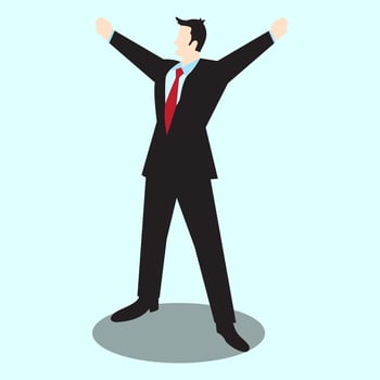 a businessman is celebrating success vector