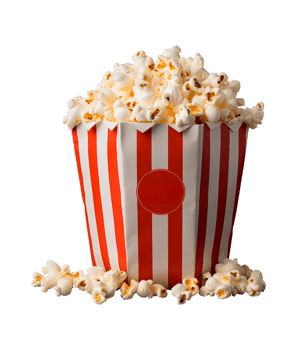 Bag with popcorn on transparent background png