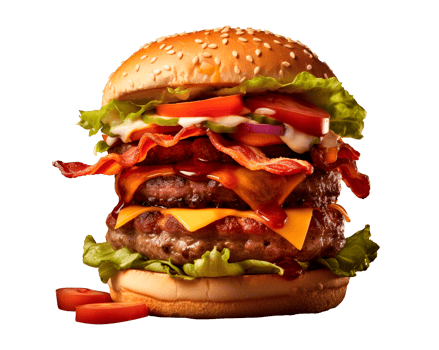 Delicious handmade burger with transparent background png