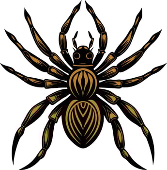 a spider with brown and black stripes on its body vector