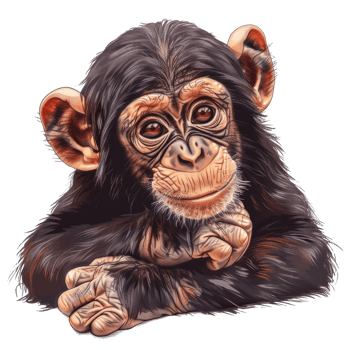 Adorable Chimpanzee Sticker - Cute Animal Illustration for Kids, Scrapbooking, and Crafts png