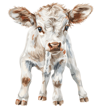 Cute Animal Sticker of a Baby Cow - Adorable Farm Animal Illustration for Kids, Crafts, and Scrapbooking png