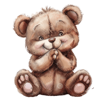 Adorable Animal Sticker of a Cute Brown Teddy Bear with a Playful Expression and Detailed Fur Texture png