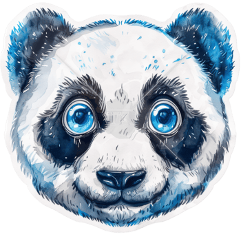 Cute and Colorful Animal Sticker of a Panda with Big Blue Eyes - Perfect for Kids and Animal Lovers png