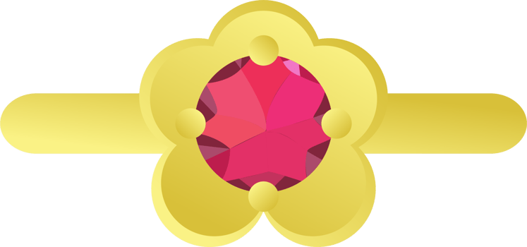 Red gemstone round shape gold flower ring png
